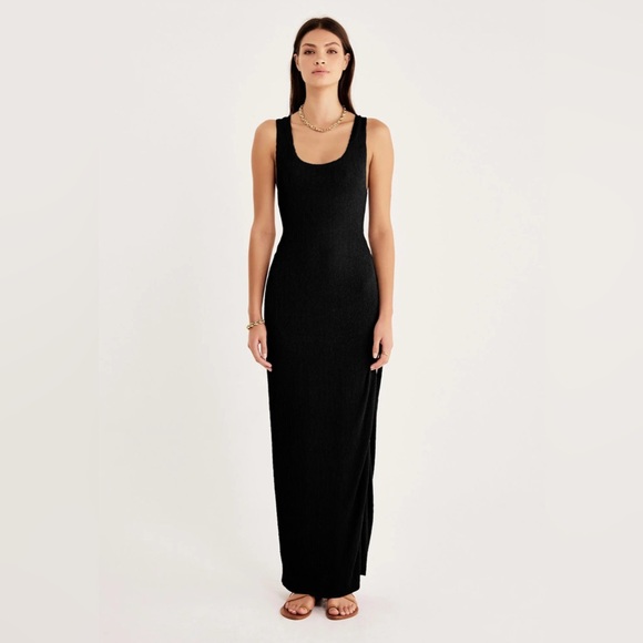 NWT Rumer Rosa‎ Rib Maxi Cut Out Dress Black  Sz XS $289 - Picture 1 of 9